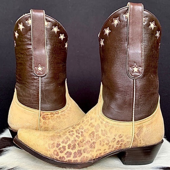 OLD GRINGO ‘Vintage’ Boots Leopard Star Short Cowgirl Cowboy Western Size 8 - Picture 2 of 11